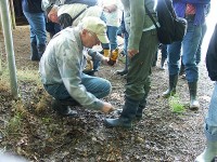 Bild 2: Sorgfältig werden die Stiefel eingeölt.